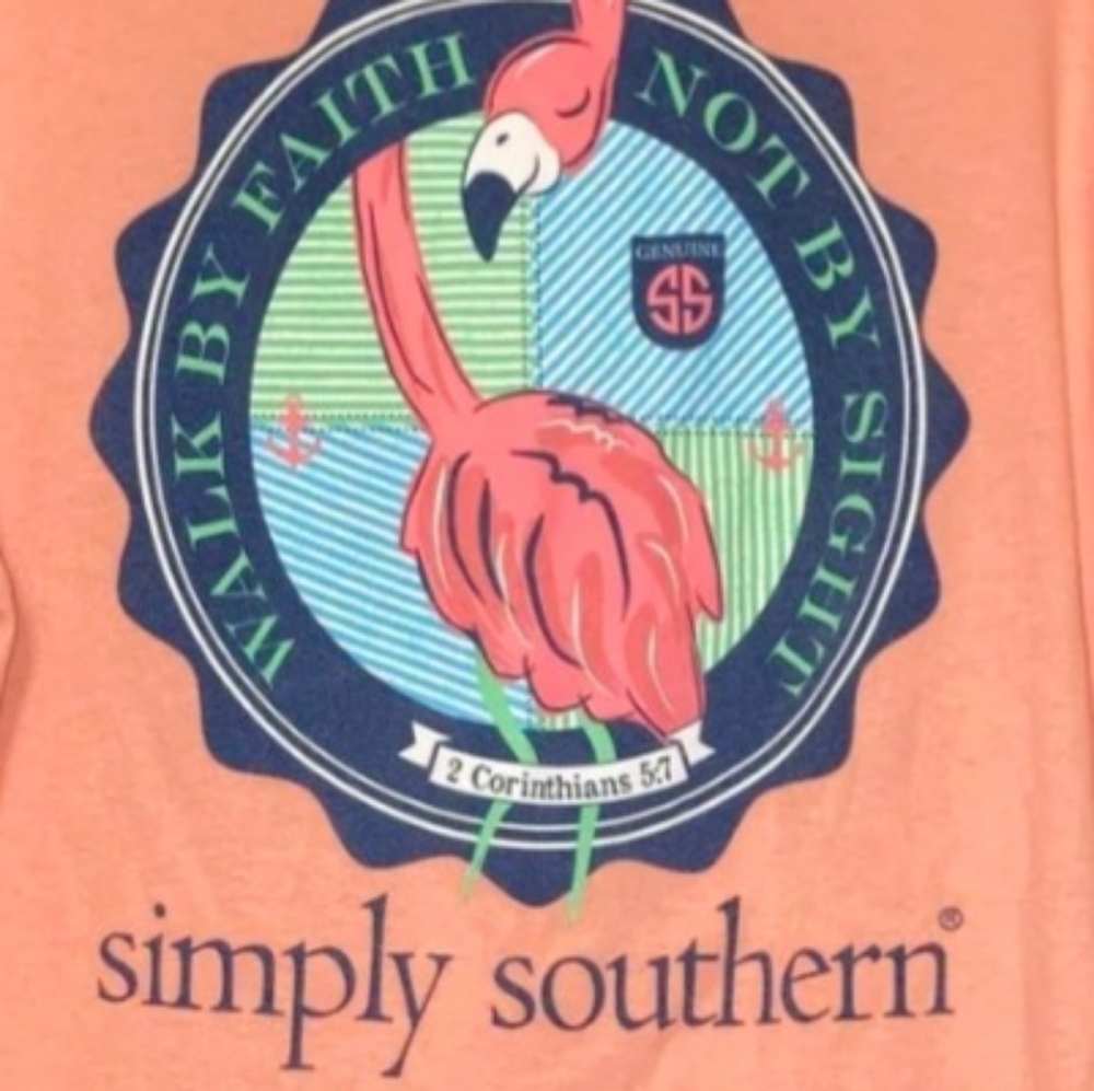 Simply Southern Coral Flamingo T-shirt Large